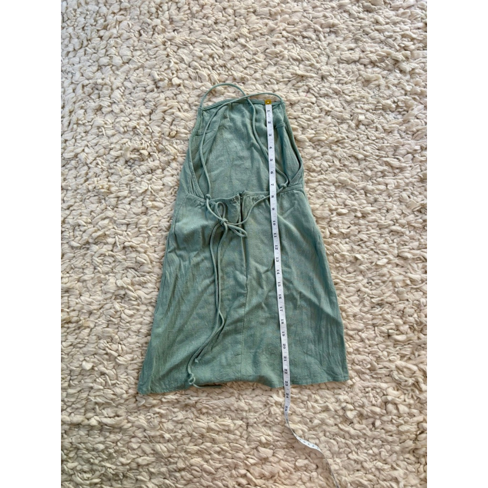 Women's Princess Polly Sage Green Mini Dress US 0 Backless Linen Blend - Picture 7 of 11